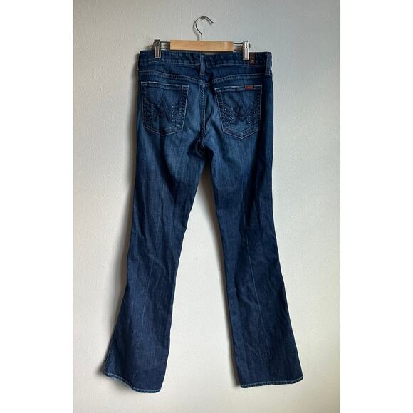 7 FOR ALL MANKIND "A" Pocket Dark Wash Rhinestone Embellished Jeans Size 29 - Picture 6 of 10